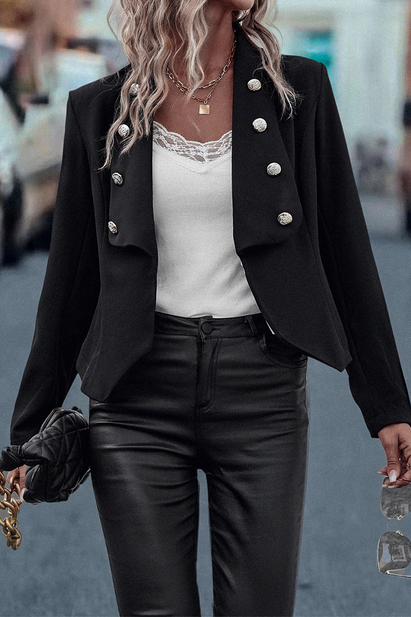 Buttons Turndown Collar Outerwear