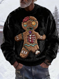 Comstylish Men's Zombie Gingerbread Man Funny Christmas Cozy Plush Sweatshirt