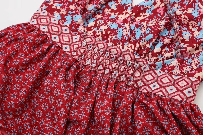 Ann Printed Crossover Strap Maxi Dress