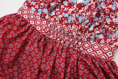 Ann Printed Crossover Strap Maxi Dress