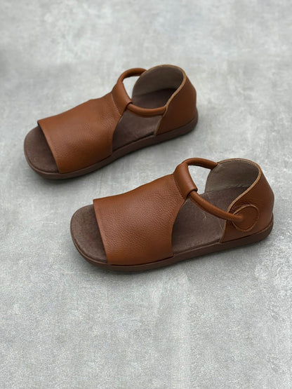 Summer Soft Genuine Leather Flat Sandals Fd035