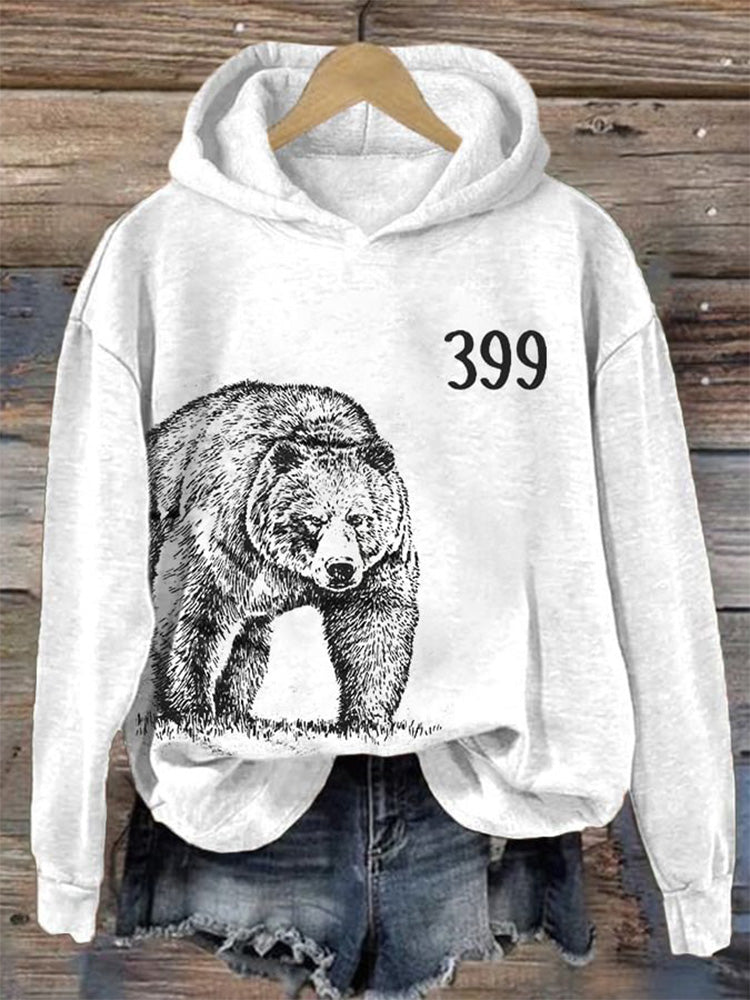 Comstylish Women's Retro Grizzly 399 Printed Hoodie