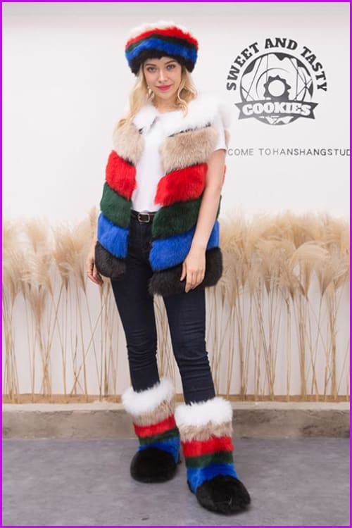 [pre-] {faux Fur} Hairband+vest+boots Set-d3 F1461
