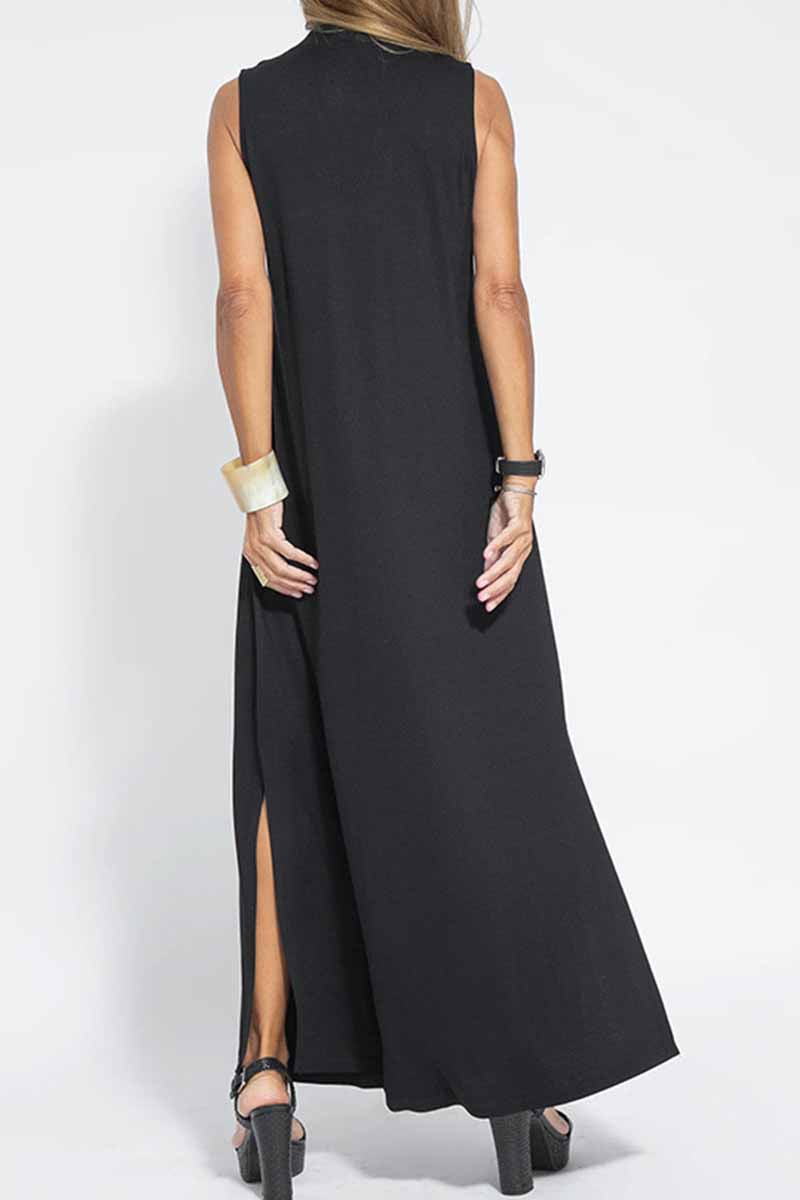 Street Patchwork V Neck Vest Dress Dresses