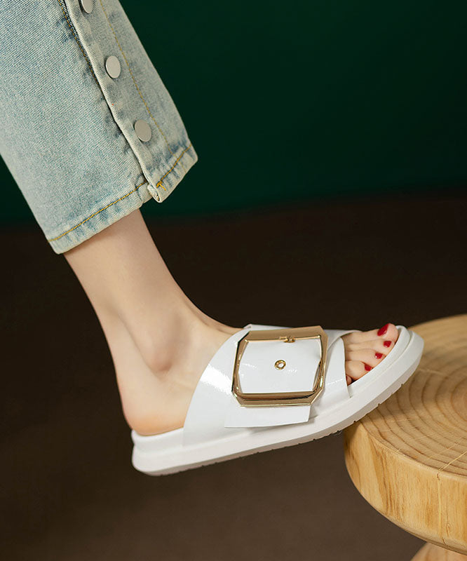 Comfy Black Splicing Platform Slide Sandals Qk038