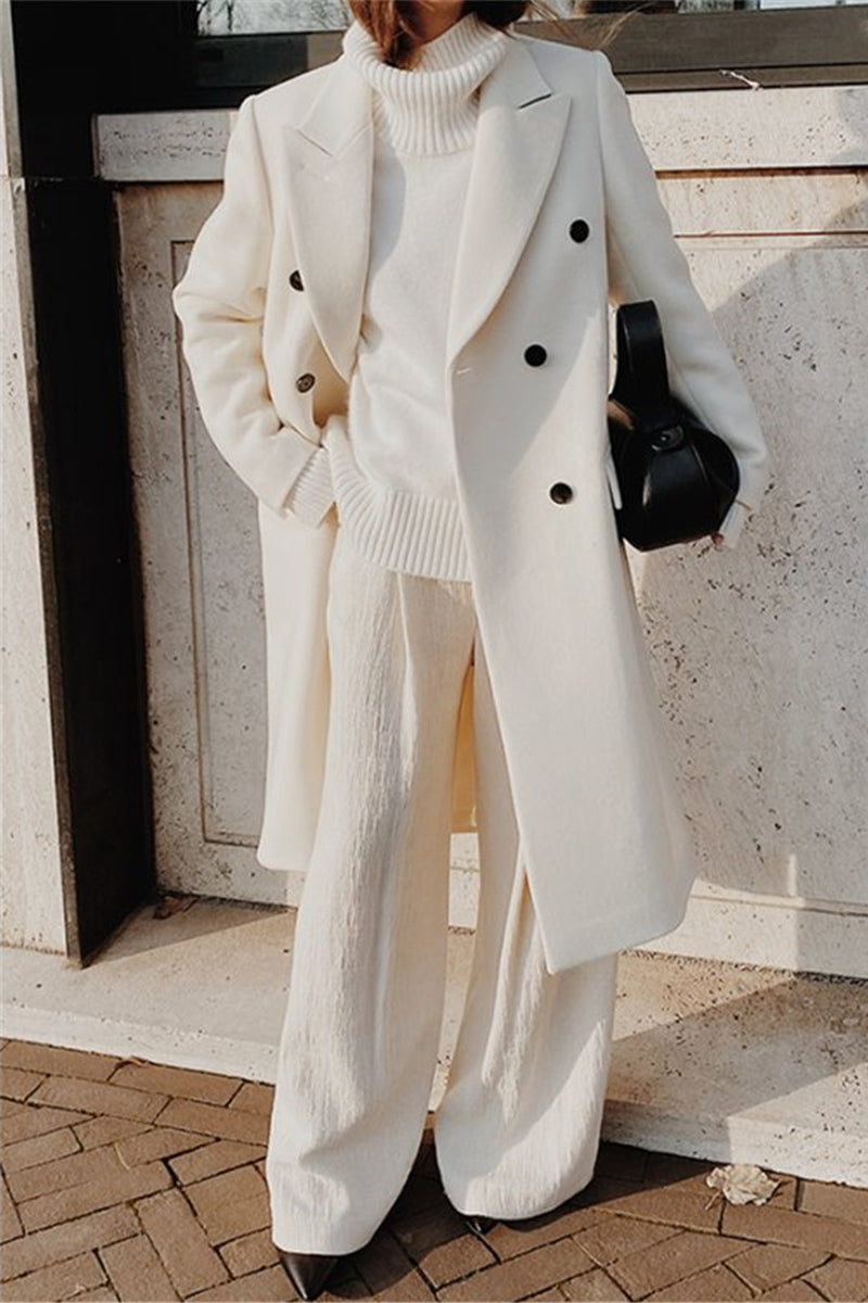 British Style Buttons Turn-back Collar Outerwear