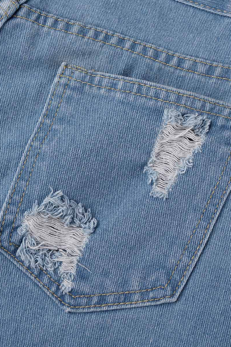 Simplicity Tassel Ripped Straight Denim Shorts