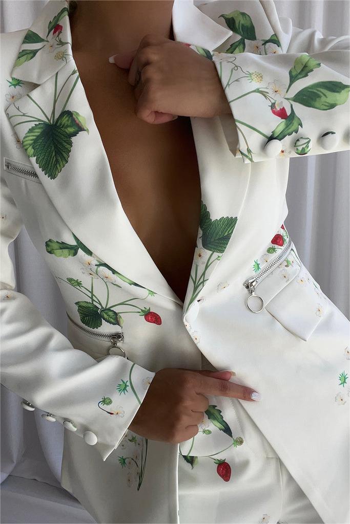 Printed Blazer and Pants Set