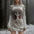 Women's Viking Celtic Knot Tree Of Life Artistic Chunky Knit Mini Skirt artswardrobe