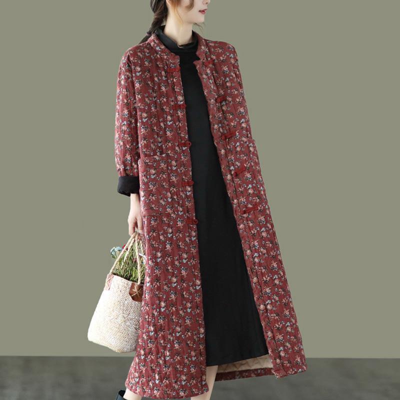 Retro Pocket Warm Long Cotton Coat