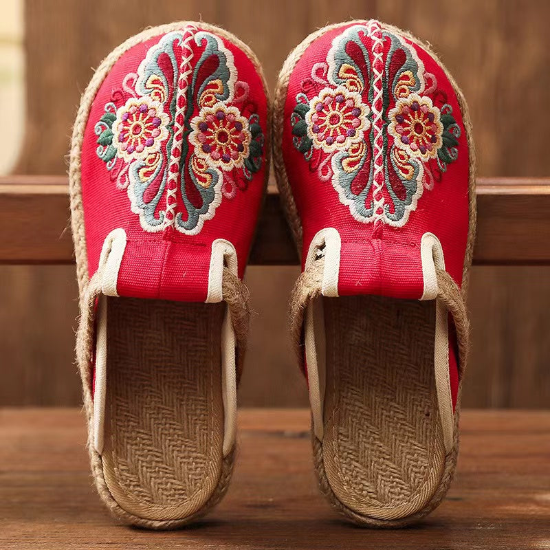Linen Shoes Flip Flop Flats
