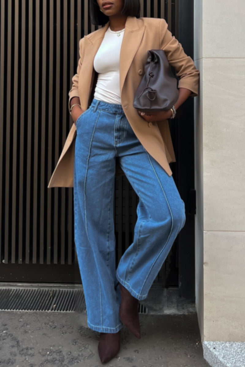 Basic High Waist Regular Denim Jeans