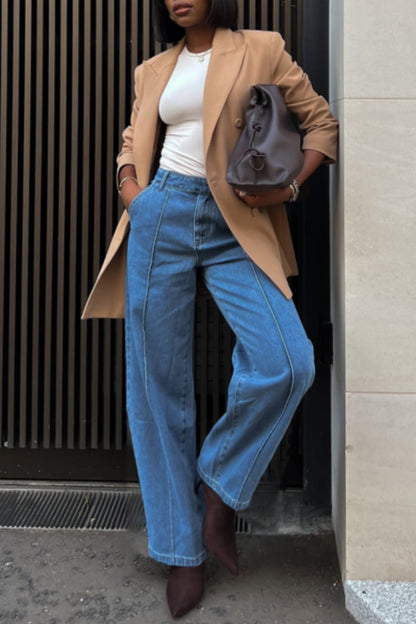 Basic High Waist Regular Denim Jeans