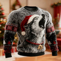 Comstylish Men's Retro Viking Christmas Wolf Art Long Sleeve Flannel Sweatshirt