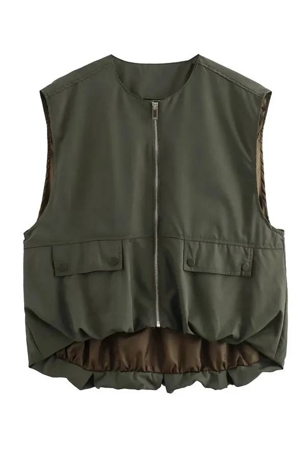 Fashionable Loose Sleeveless Pocket Vest