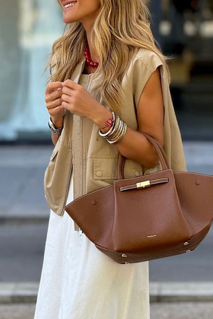 Street Zipper O Neck Waistcoats
