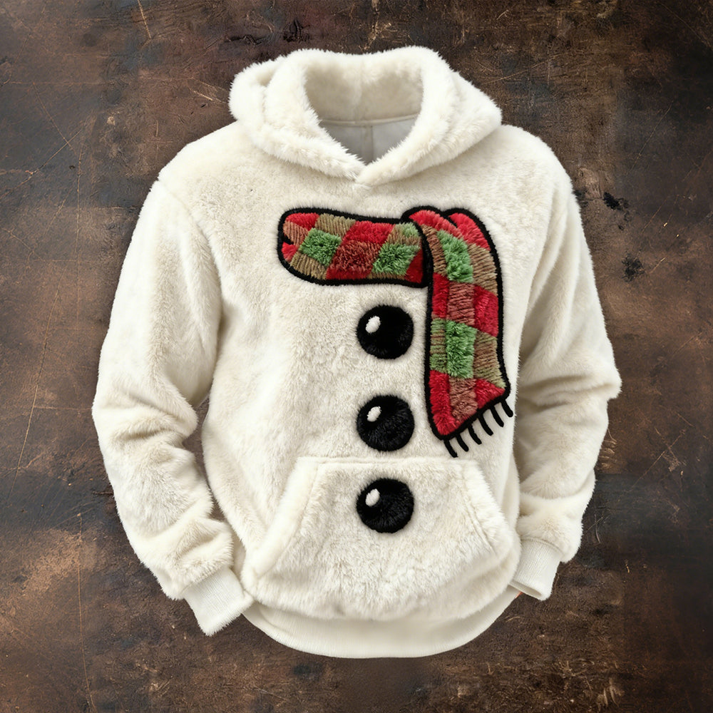 Comstylish Christmas Snowman Costume Inspired Cozy Plush Hoodie