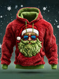 Comstylish Men's Christmas Bad Santa Claus Cozy Plush Hoodie