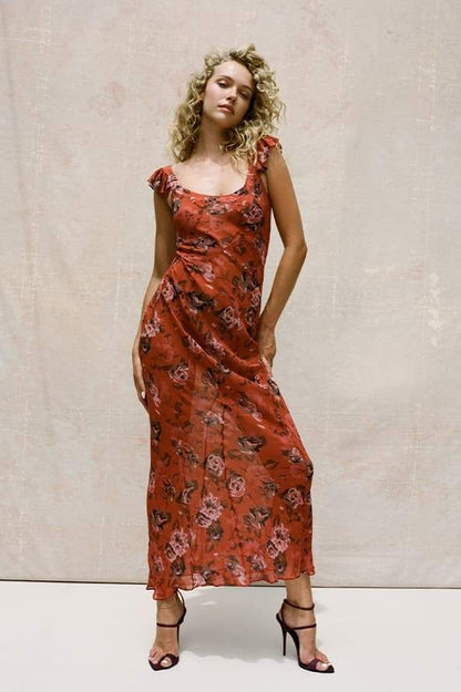Alison Printed U-neck Maxi Dress