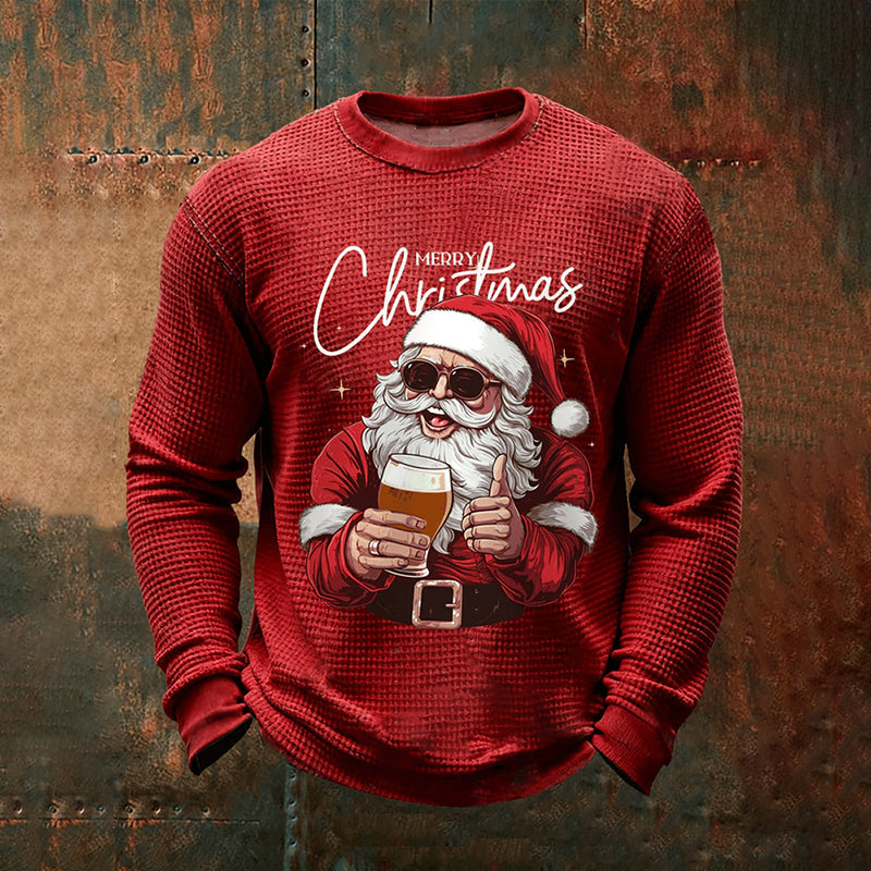 Comstylish Men's Merry Christmas Santa Claus Print Casual Sweatshirt