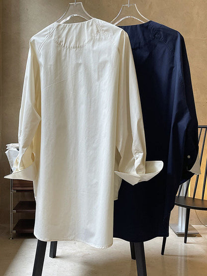 Urban Long Sleeves Loose Contrast Color Round-neck Blouses&shirts Tops