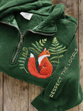 Respect The Locals Fox Fern Embroidered Zip Up Sweatshirt artswardrobe