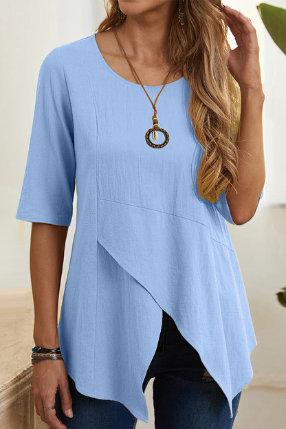 Slit O Neck T-shirts(6 Colors)
