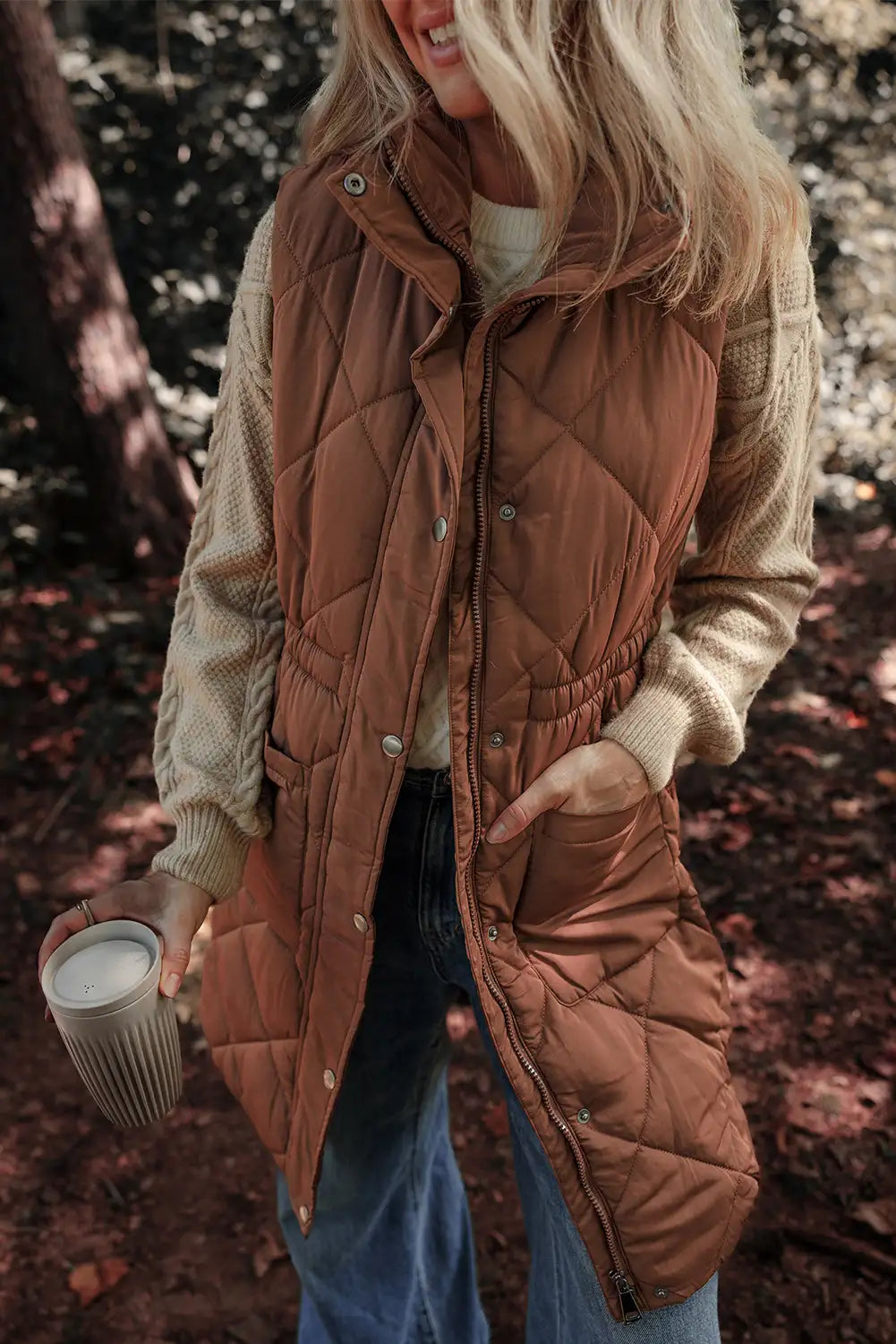 Quilted Coffee Puffer Vest