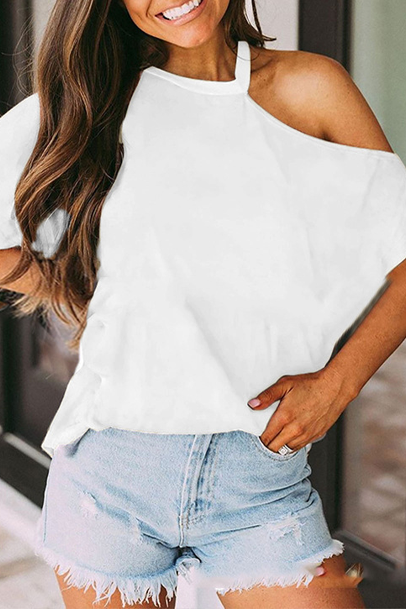 Split Joint Asymmetrical Collar T-shirts(7 Colors)