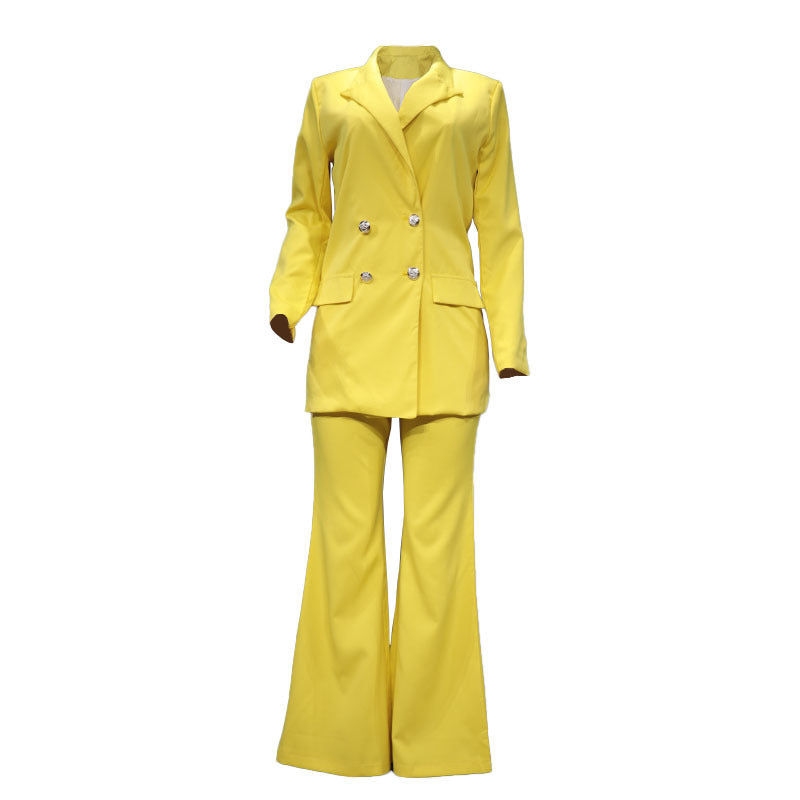 ’s Autumn Color Suit Wide Leg Pants Set