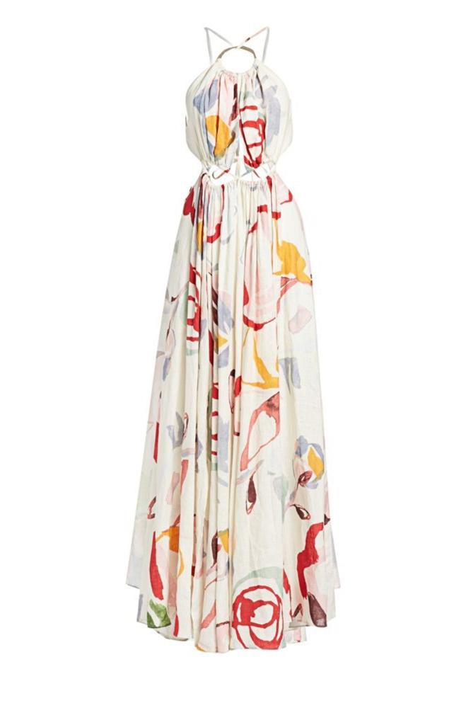 Sabina Abstract Halterneck Maxi Dress