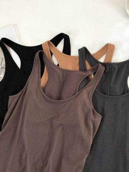Irregular Tank Tops Summer O-neck Black Sleeveless Tshirt Top Color Loose Basic Camisole Female Fitness Sport Vest