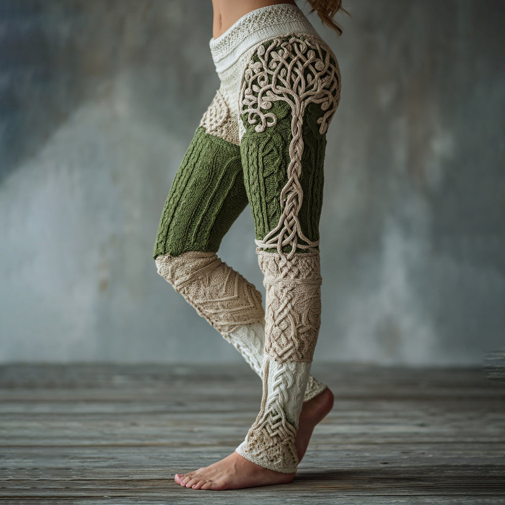 Women's Viking Tree Of Life Pattern Cozy Casual Leggings artswardrobe