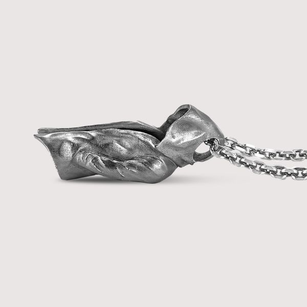 Sterling Silver Assassin Cloak Trench Coat Pendant Necklace