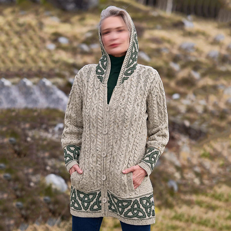 Vintage Celtic Jacquard Knit Cardigan Sweater artswardrobe