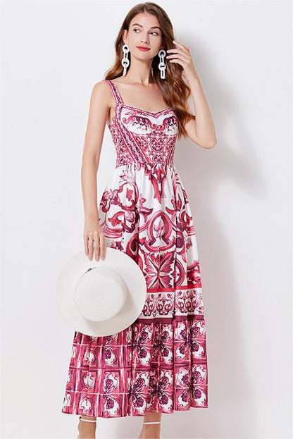 Printed Cami Midi Dress