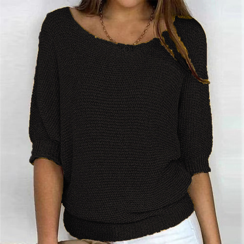 Vintage Solid Color V Neck Comfy Sweater elevenforest