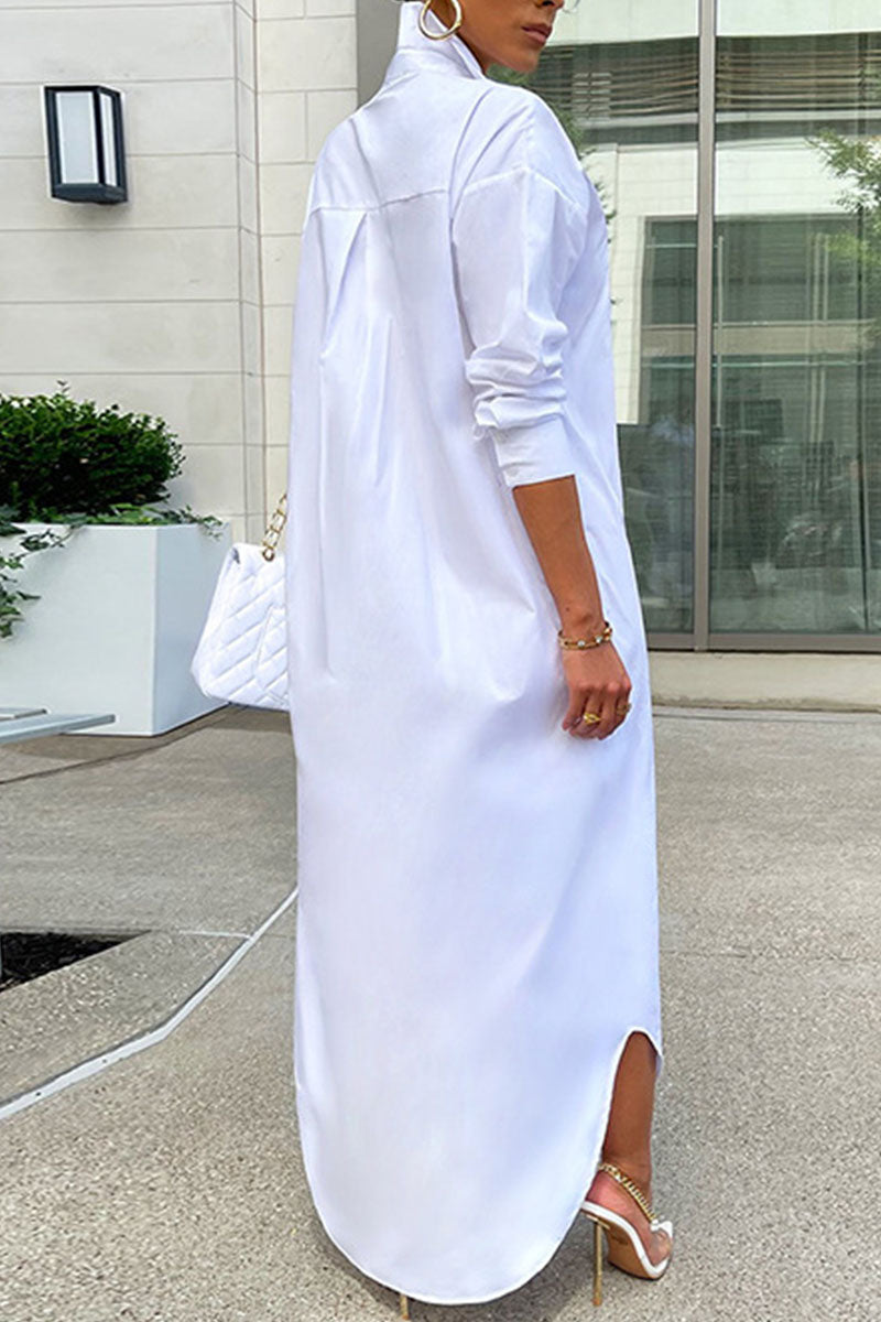 Patchwork Buckle Turndown Collar Tops