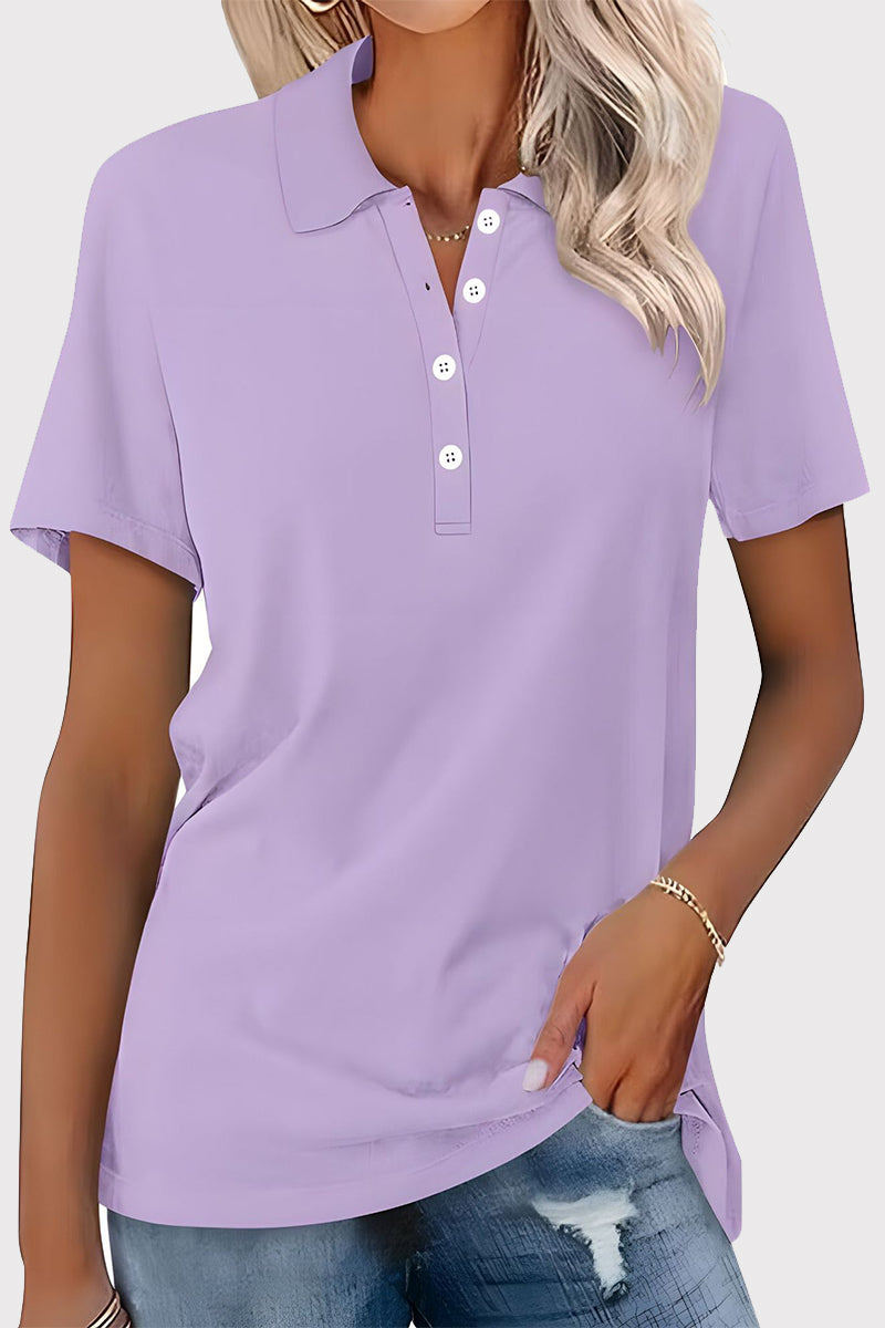 Simplicity Buckle Turndown Collar T-shirts