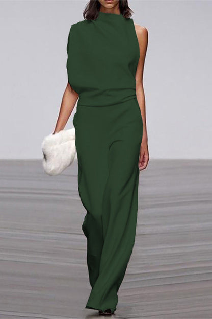 Patchwork Half a Turtleneck Boot Cut Jumpsuits(12 Colors)