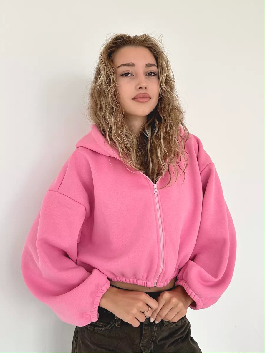 Color Short Sports Hoodie Coat
