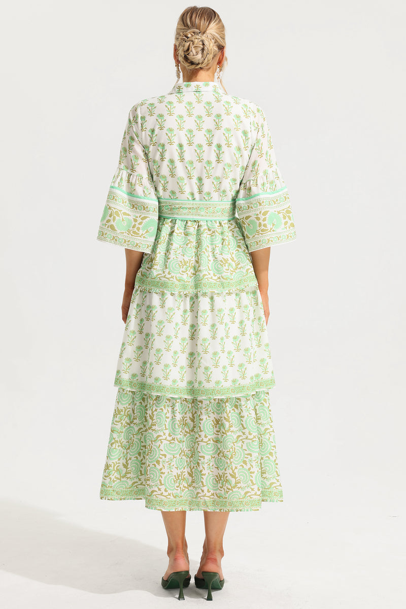 Paisley Single Breasted Midi Dress