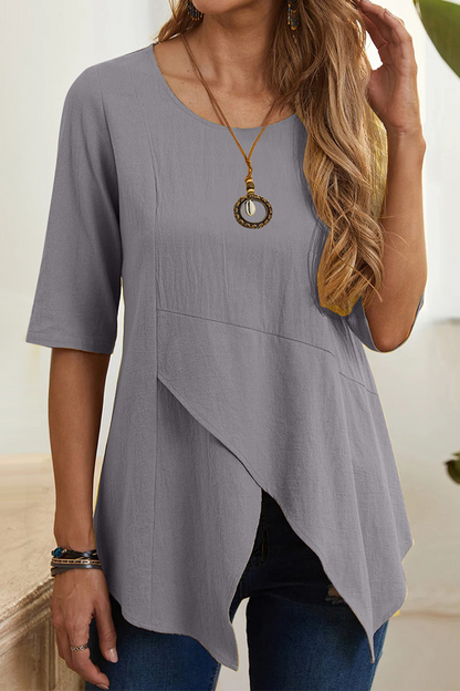 Slit O Neck T-shirts(6 Colors)