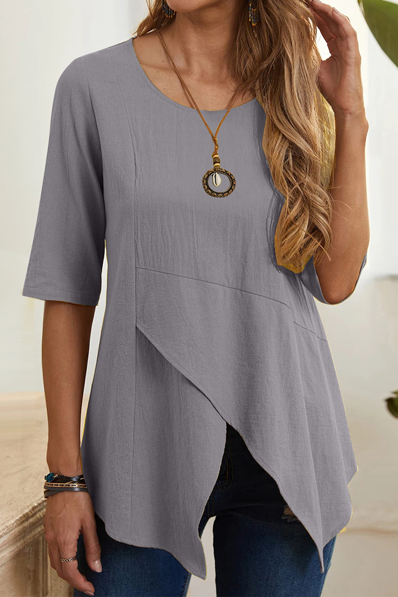 Slit O Neck T-shirts(6 Colors)