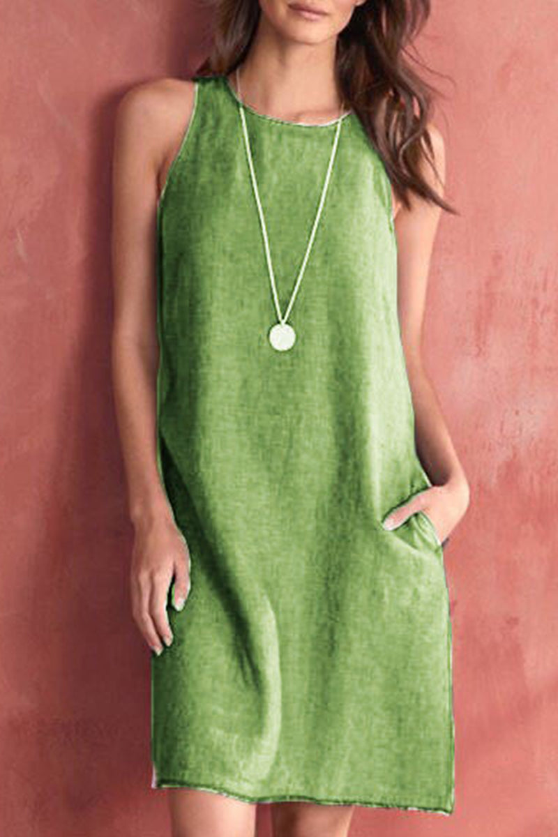Basis Color O Neck Vest Dress Dresses(5 Colors)