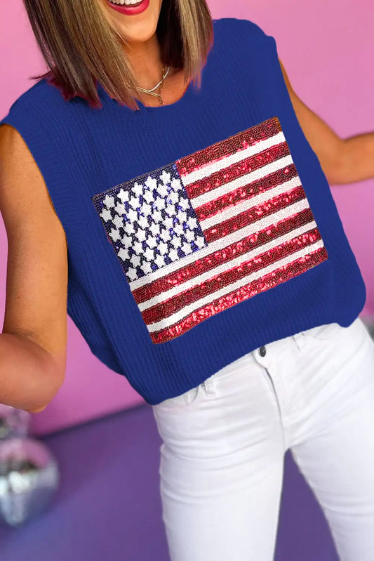 Bluing American Flag Knitted Vest