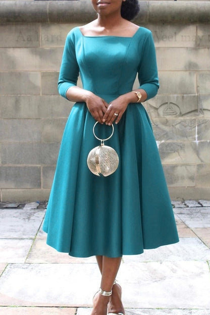 Color Large Swing Skirt Temperament Evening Dress