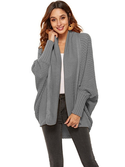 Batwing Sleeves Loose Color Cardigan Tops