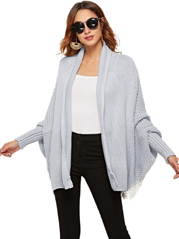Batwing Sleeves Loose Color Cardigan Tops