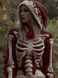 Women's Halloween Skeleton Rose Art Hoodie Sweater artswardrobe